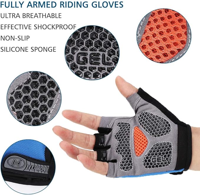 Accmor Cycling Gloves for Men Women, Bike Gloves Half Finger Road Bike MTB Gloves, Anti-Slip Shock-Absorbing Glove for Fitness Cycling Outdoor Sports