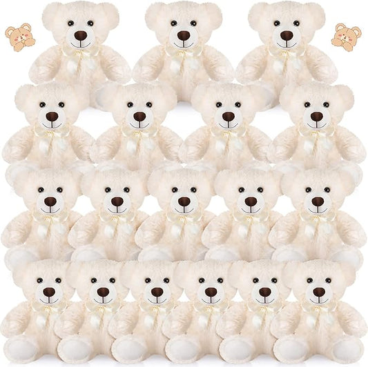 Zhanmai 18 Pcs 14 Inch Bears Stuffed Animal 2025 Graduation Gifts Bulk Plush Bear Toys for Birthday Baby Shower Party Favor(White)