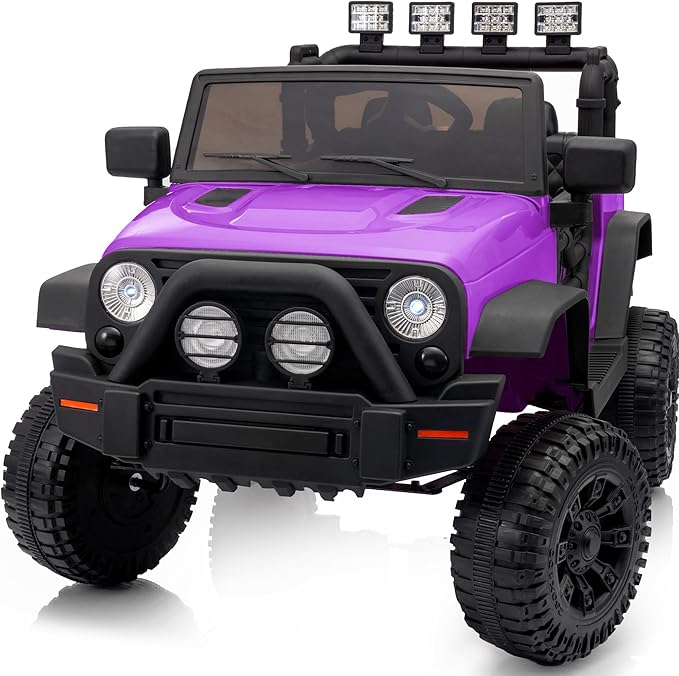 Kids Ride on Car Toy, 12V Electric Car for Kids with Remote Control, LED Light - Purple