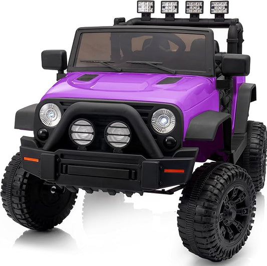 Kids Ride on Car Toy, 12V Electric Car for Kids with Remote Control, LED Light - Purple