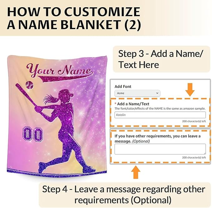 Custom Baseball Blanket Gifts for Girls, 40x50 Inches Sport Throw Blanket for Babies Kids Teens, Personalized Pink Soft Fuzzy Softball Blankets for Couch Sofa Bed