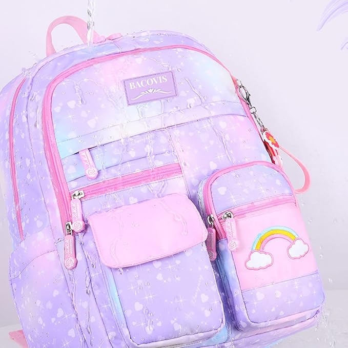 Girls Backpack,Backpacks for Girls,Kids Backpack with Compartments Elementary School Bag For Girls School Backpack(Purple)