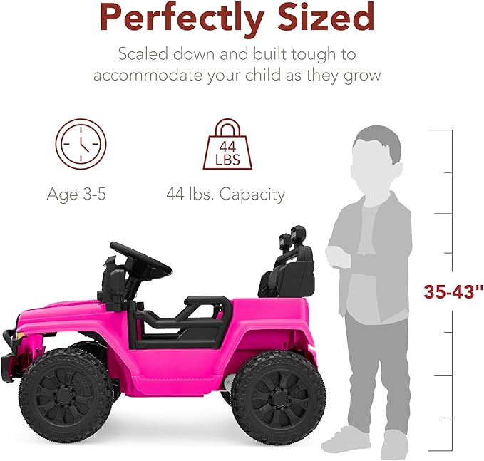 Best Choice Products 6V Kids Ride On Toy, Mini Truck, Electric Play Car w/Parent Remote Control, 4-Wheel Suspension, LED Lights, 2 Speeds, Functional Horn, 3.1MPH Max Speed - Hot Pink