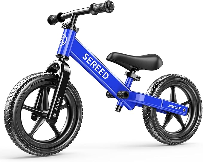SEREED Toddler Balance Bike 2 Year Old, No Pedal Kids Toy Bike for 2-5 Years Old, Tool-Free Adjustment, Gift for 2-3 Boys Girls, Customize Plate with 3pcs Stickers (Blue)