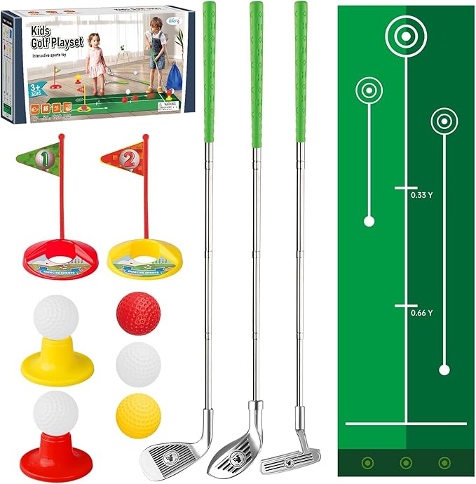 Liberry Kids Golf Clubs for 2 3 4 5 Years Old, Retractable Toddler Golf Set with Putting Mat & Storage Bag, Indoor and Outdoor Sports Golf Toys for Boys Girls