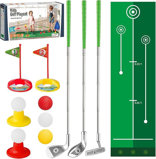 Liberry Kids Golf Clubs for 2 3 4 5 Years Old, Retractable Toddler Golf Set with Putting Mat & Storage Bag, Indoor and Outdoor Sports Golf Toys for Boys Girls