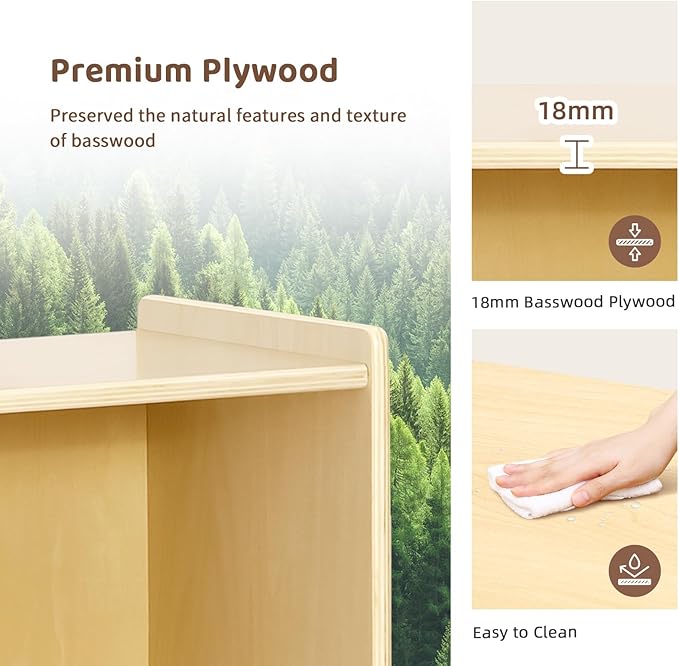 5-Compartment Montessori Bookshelf, Toy Storage Organizer, 2-Layer Toddler Bookshelf for Playroom Storage, Book Shelf for Kids Rooms, School, Nursery