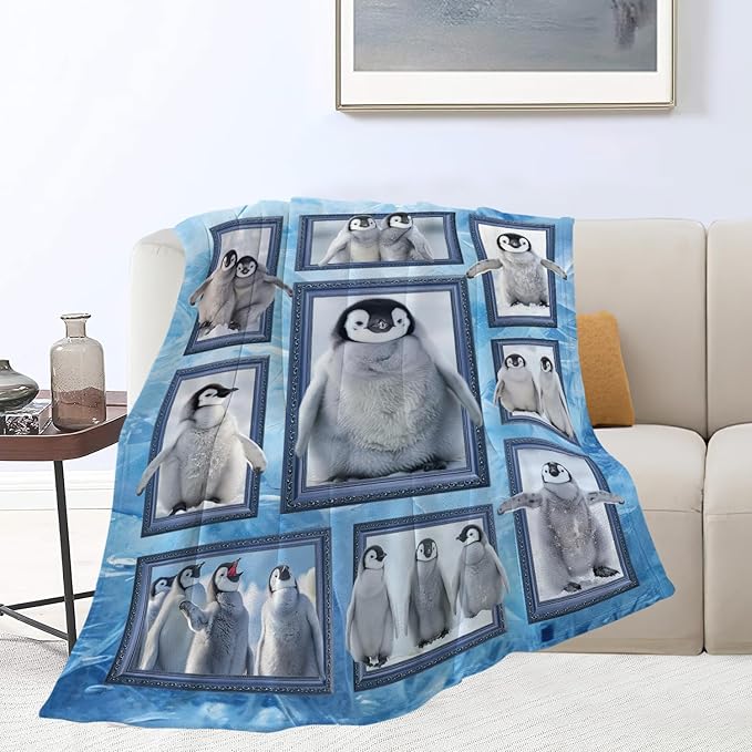 Penguin Blanket Penguin Throw Blanket Gifts for Girls Women Kids Boys Adults Men Super Soft Cozy Plush Fluffy Fuzzy Fleece Blanket Home Decor 50''X60''