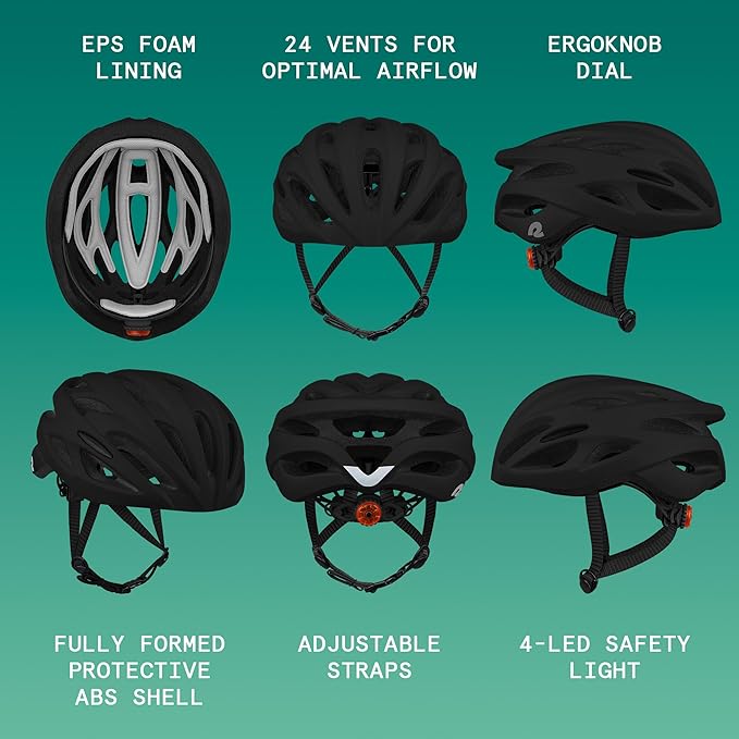 Retrospec Silas Adult Bike Helmet with Light for Men & Women - Lightweight, Comfortable