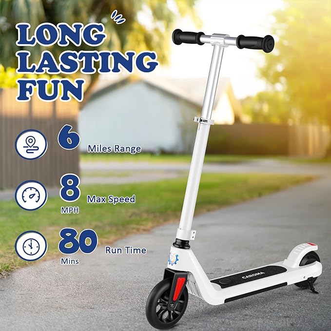 Caroma Electric Scooter for Kids Ages 6-14, 250W/180W/150W Motor & 15 Mph, 85 Mins Ride Time, Adjustable Height & Speed, LED Display, Kids Electric Scooter, Best Gifts for Boys & Girls