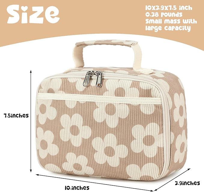 Bluboon Kids Girls Lunch Bag Insulated Lunch Box for school Corduroy Lunch Cooler Organizer School Kids Lunch Tote