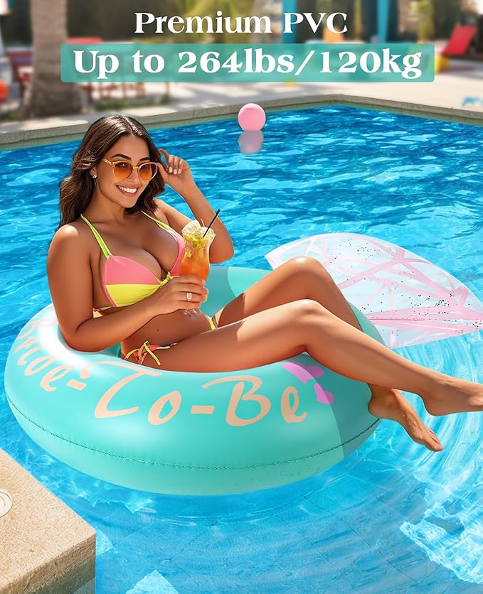 HeySplash Pool Floats, Inflatable Diamond Ring Pool Float, Large Engagement Ring Floatie for Bachelorette Party, Swim Tube River Lake Wedding Bride Stagette Decor Fun Toy Raft for Adults, Green