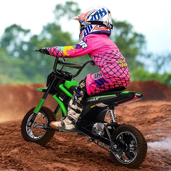 Electric Dirt Bike for Kids, 24v 350w Kids Electric Motorcycle, 3-Speed Modes & Up to 14.29 MPH, Metal Suspension Safe and Shock Proof, Children Off-Road Ride-on Dirt Motorcycle