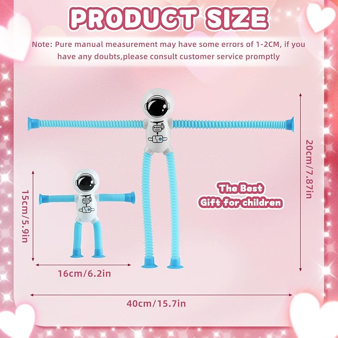 Astronaut Sensory Toys,Chirstmas Gifts for Grandkids Toddlers,4Pcs Suction Autism Toy Pop Tube Fidget Toys,Autistic Busy Travel Toys Chirstmas Stocking Stuffers