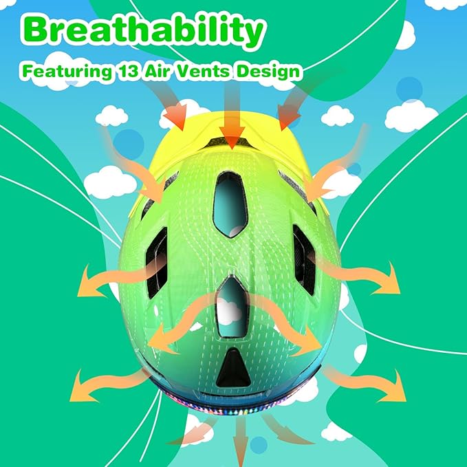 Kids Bike Helmet with LED Lights, Remote Control Turn Signals Safety Helmet Back Light for Youth Mountain Cycling Scooter Skateboarding, Adjustable and Lightweight for Boys Girls