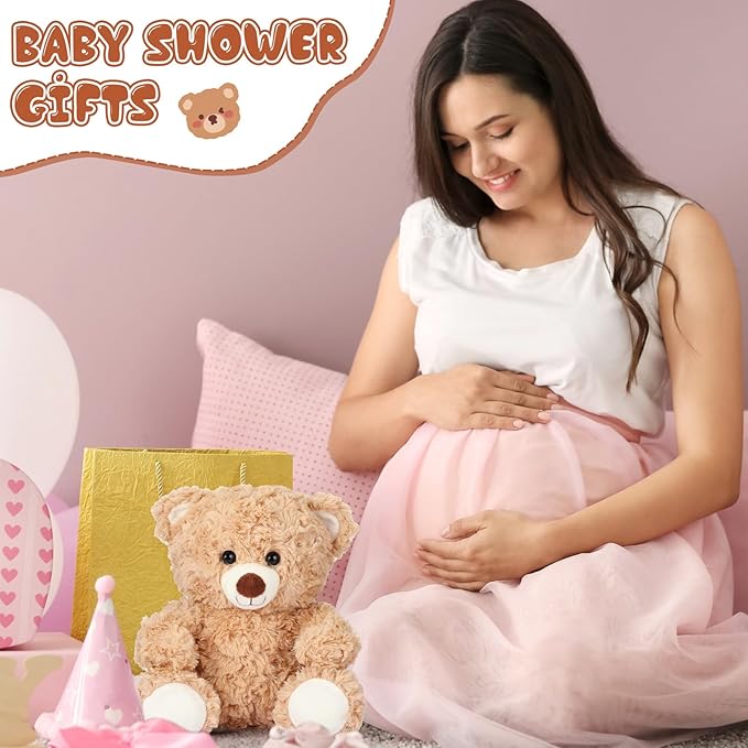 16 Pieces 8 Inch Bear Stuffed Animal Bulk for Birthday Baby Shower Soft Stuffed Bear Plush Toys Party Favors Animal Decorations for Christmas Party Gifts Supplies