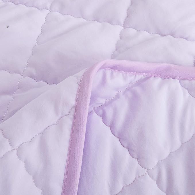 NTBAY Down Alternative Oversized Toddler Comforter, Super Soft and Warm Solid Color Baby Crib Quilted Blanket, 43x60 inches, Light Purple