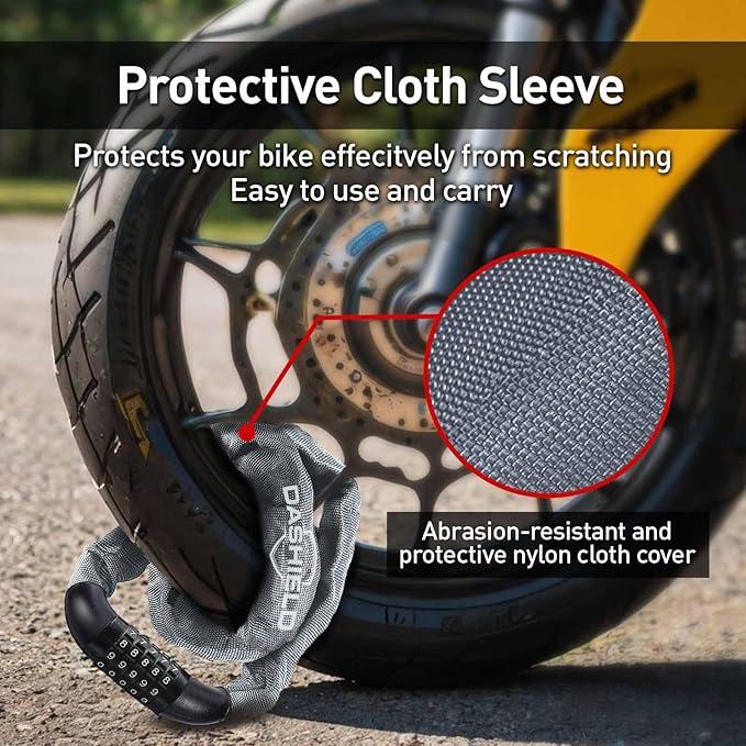 Bike Chain Lock Security 5 Digit Resettable Combination, 51.2 inches Heavy Duty Anti Theft Lock Chain for Bicycle, Motocycle, Scooter, Gate, Fence (Gray, 4.2ft)