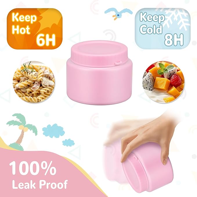 Kids Bento Lunch Box with 12oz Soup Thermo, Kids Leakproof Lunch Food Container with 4 Compartments, Insulated Lunch Bag & Water Cup for Girls Boys to School Travel