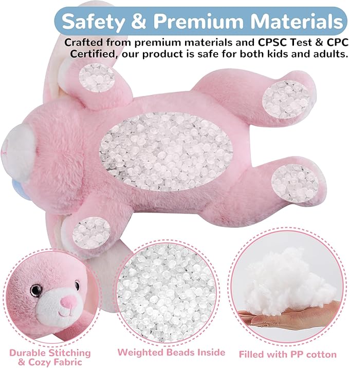 meowtastic Easter Bunny Weighted Stuffed Animals - Easter Rabbit Stuffed Animals, Large Bunny Weighted Plush Pillow - Cute Plush Toys Gifts for Kids & Adults (28" 5.0 lbs)