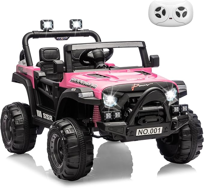 12V Ride On Car for Kids, Ride On Toy w/Parent Remote, Spring Suspension, Bluetooth, Music & Horn, LED Light, 4.1MPH Max Speed, 3 Speeds, Electric Car for Kids Toddlers Age 3-8, Pink