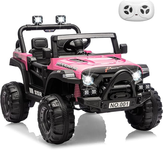 12V Ride On Car for Kids, Ride On Toy w/Parent Remote, Spring Suspension, Bluetooth, Music & Horn, LED Light, 4.1MPH Max Speed, 3 Speeds, Electric Car for Kids Toddlers Age 3-8, Pink