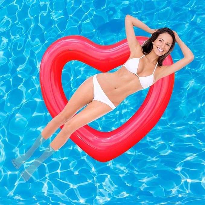 ZHUYNXIR Heart Swimming Pool Float Loungers Tube, Water Fun Beach Party Toys for Kids，Birthday Scene Layout Props.