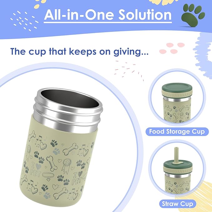 Sursip Stainless Steel Kids & Toddler Cups with Straws and Lids|15 oz Mason jars for Snacks & Smoothie|Spill-Proof Sippy Drinking Water Cups, BPA-Free, Dishwasher Safe