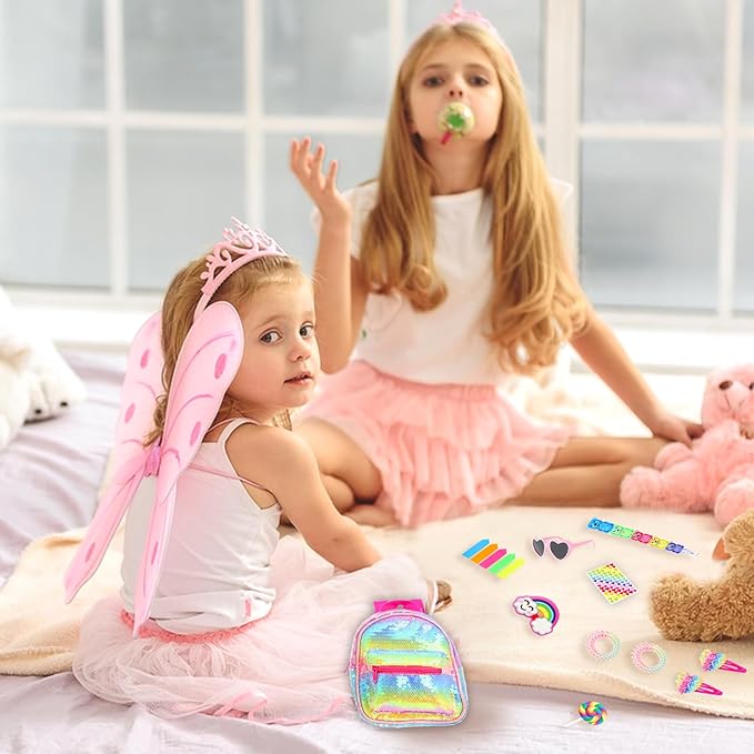 UNICORN ELEMENT 14 Pcs American 18 Inch Girl Doll Accessories School Supplies Set - Doll Backpack, School Supplies, Sunglasses & Hairclips for My Life, Journey & Other 18" Dolls