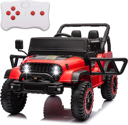 12V Ride On Car Truck for Kids with Remote Control,1 Seater 4WD Battery Powered Ride On UTV Toys for Toddlers Boys Girls, Off Road Electric Vehicle to Drive w/Bluetooth, LED Lights, EVA Wheels, Red