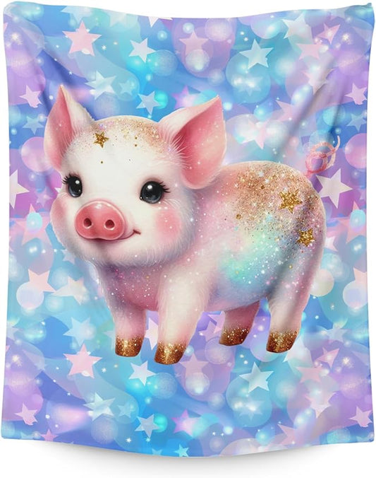Kids Throw Blankets Pig Toddler Blanket for Girls Gifts for Pig Lovers, Cute Warm 40 x 30 Inches Flannel Throw for Sofa Room Home Decor