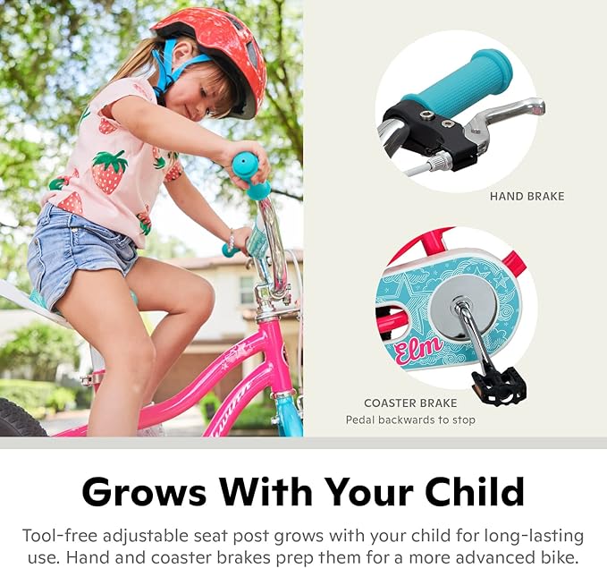 Schwinn Elm and Koen Bike or Balance Bike, 12-20 Inch Bike for Kids Ages 2-13, Black, Blue, Red, Teal, Pink or Purple, SmartStart Ergonomic Design, Adjustable Seat Grows with Child, Training Bicycle