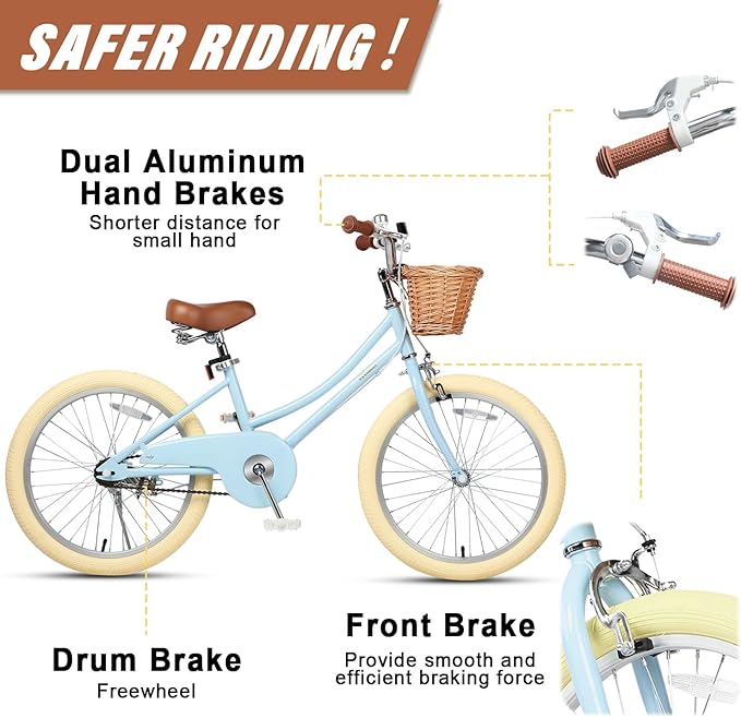 Petimini Girls Bike with Basket for 2-12 Years Old Kids, 12 14 16 18 20 Inch Bicycle with Bell Training Wheels Basket, Multiple Colors