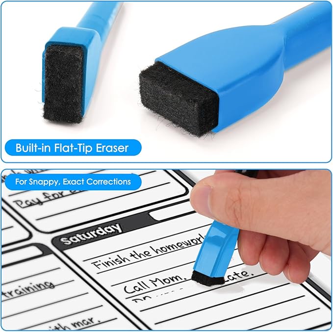 maxtek 60 Count Magnetic Dry Erase Markers, Fine Tip, 12 Colors, Low Odor Whiteboard Markers with Built-in Eraser