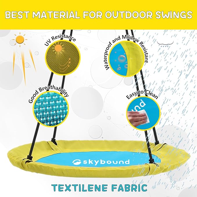 SkyBound Tree Swing Saucer Swing - 600LB Weight Capacity - Outdoor Swing with Hanging Straps - Waterproof Tree Swings for Kids - Tire Swings for Trees - Durable Flying Swing Seat for Children