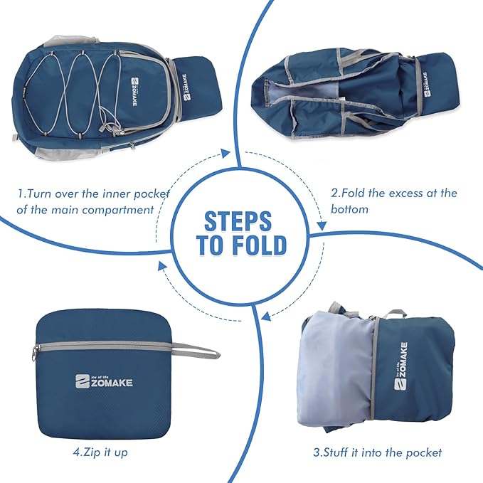 ZOMAKE Lightweight Packable Backpack 28L, Foldable Backpacks Water Resistant Collapsible Day Bag Light Daypack for Hiking