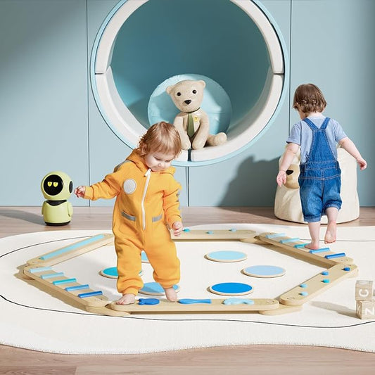 BlueWood Balance Beam for Kids 3-5, Toddler Sensory Wooden Toys and Stepping Stones, Build Coordination Gymnastics Obstacle Motor Skill for Kid