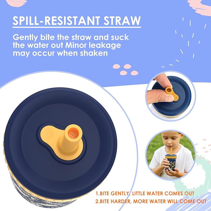 Sursip Toddler Glass Sippy Cups, Kids Baby 12 oz Spill-Proof Water Tumbler with Straw and Lids, Smoothie Snack Mason Jar For Travel School or At Home, 4 Packs BPA-Free