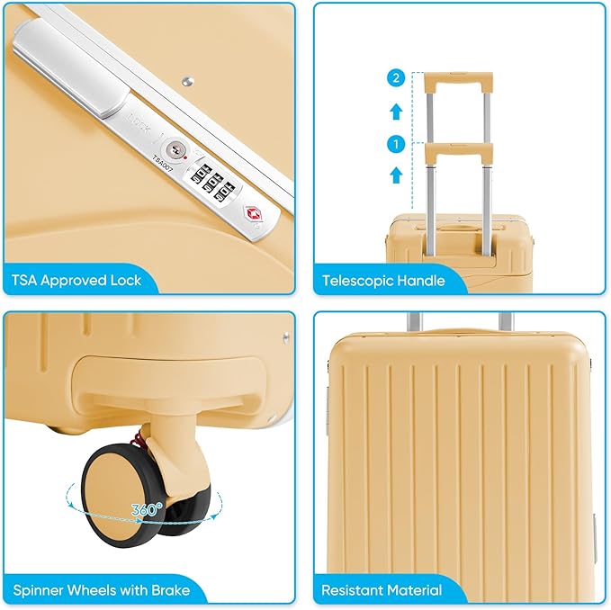 20'' Luggage with Child Seat, Ride On Suitcase with Shockproof Silent Spinner Wheels, TSA Lock, Carry On Luggage with Foldable Backrest, Bag Hook for Kids.