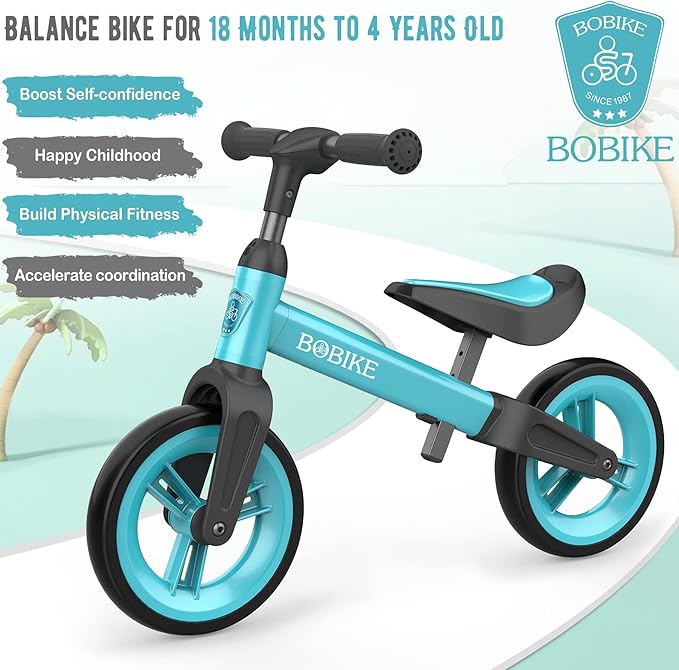 Bobike Toddler Balance Bike Toys for 1 to 4 Year Old Girls Boys Adjustable Seat and Handlebar No-Pedal Training Bike Best Gifts for Kids