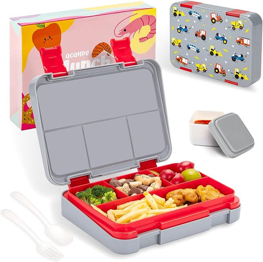 QCQHDU Bento lunch Box for Kids-4 Compartment,1180ml Lunch Containers for Adults,Microwave & Dishwasher & Freezer Safe,School,Work,Picnics with Sauce Vontainers,BPA-Free(Castle)