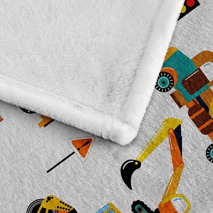 Wajade Kids Fleece Construction Truck Blanket for Boys Soft Throw Blanket with Trucks Car Print Birthday Christmas for Toddler Kids 50"x60"