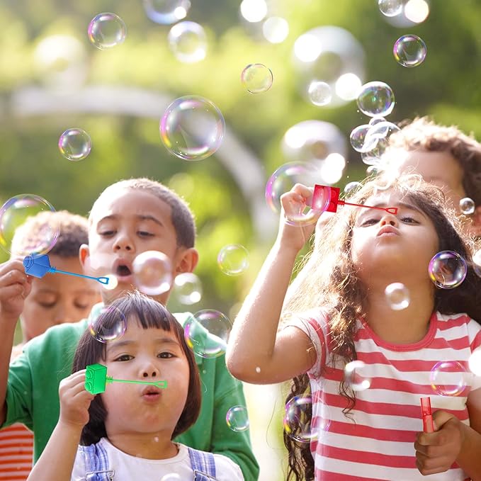 AMFZON 25Pcs Building Blocks Party Favors Bubble Wands for Kids, Brick Block Mini Bubbles Wand Toys, Building Blocks Birthday Party Supplies Goodie Gift Bag Stuffers Pinata Classroom Prizes