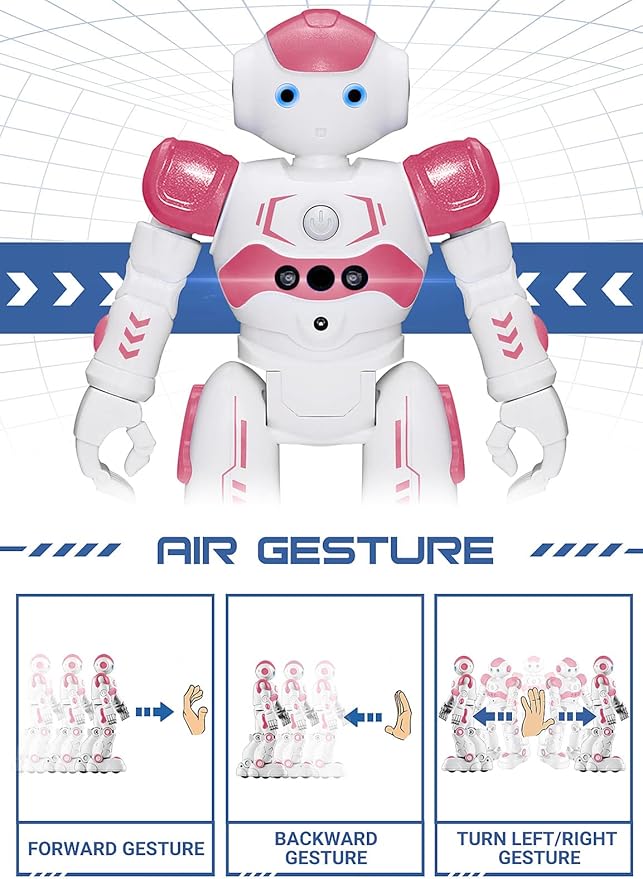 KingsDragon RC Robot Toys for Kids, Gesture & Sensing Remote Control Robot for Age 3 4 5 6 7 8 Year Old Boys Girls Birthday Present (Pink)