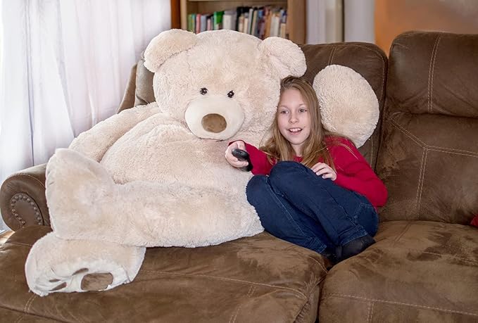 HollyHOME 5ft Giant Teddy Bear Stuffed Animal Huge Teddy Bear Plush with Big Footprints Valentines Gift 5 Feet Beige