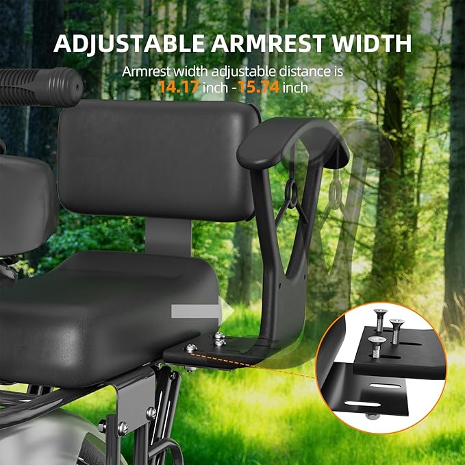 Rear Child Bike Seat,Rear Mounted Child Bike Seats,Back Mount Child Seat with Back Rest Armrest Foot Pedals,Width Adjustable Bicycle Rear Seat,Fits All Bicycle Rear Frames