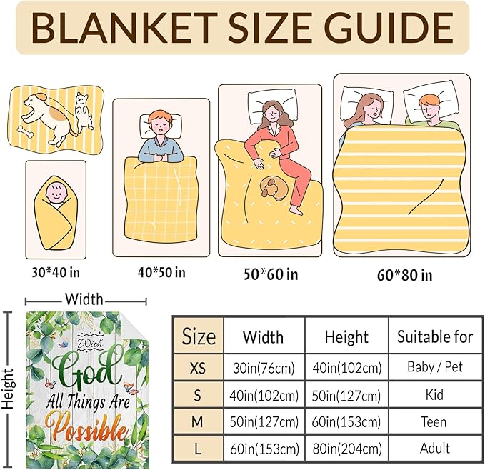 Girls Blanket Gifts Christian Blankets for Kids Teens Adults - 60" x 80" Soft Lightweight Flannel Warm Inspirational Throws for Couch, Sofa, Bed, Bedroom Decor - Christian Gift