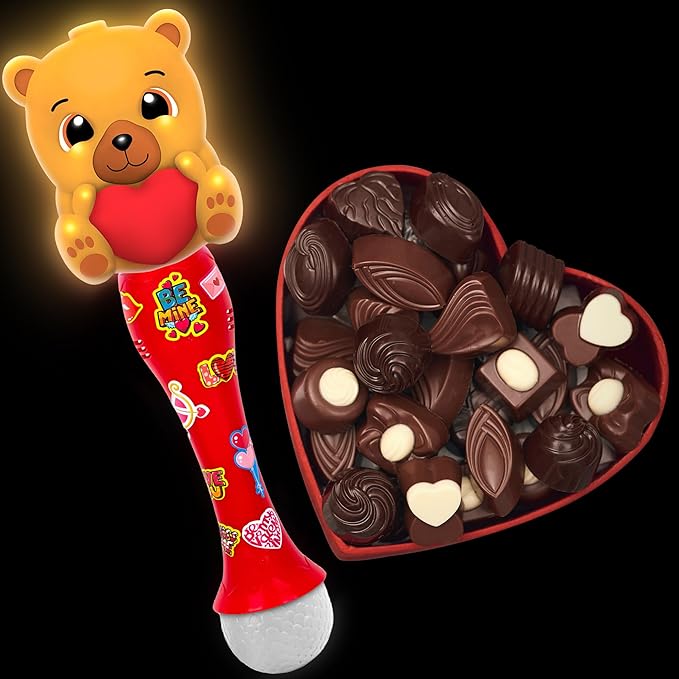ArtCreativity Light Up Valentine's Day Bubble Wand for Toddlers, Heart Bubble Toy with Lights, Music, & Batteries, Valentines Day Gifts for Kids, Valentines Day Party Favors for Ages 3 4 5 6
