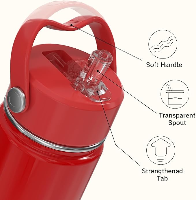 OISIZ Christmas Water Bottle for Kids,14oz Insulated Cup with Straw Lid,316 Stainless Steel Bottles for School,Insulated Tumbler for Holiday Gifts for Kids,Keep Cold for 24 Hours