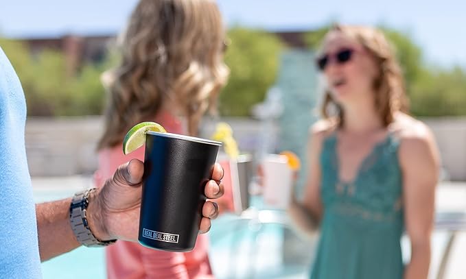 Party Pints: 16 oz Pint Cups, Stackable Tumblers, Eco Friendly Premium Metal Drinking Glasses